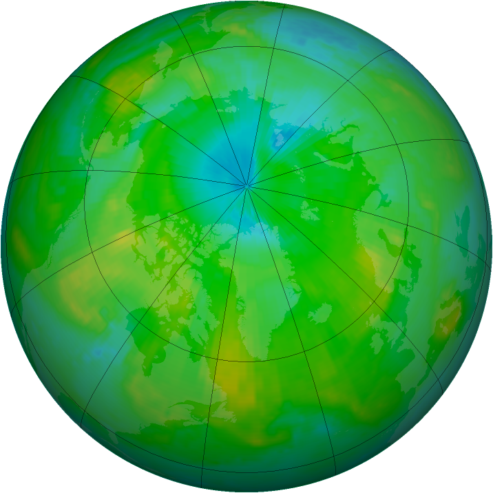 Arctic ozone map for 25 July 1999